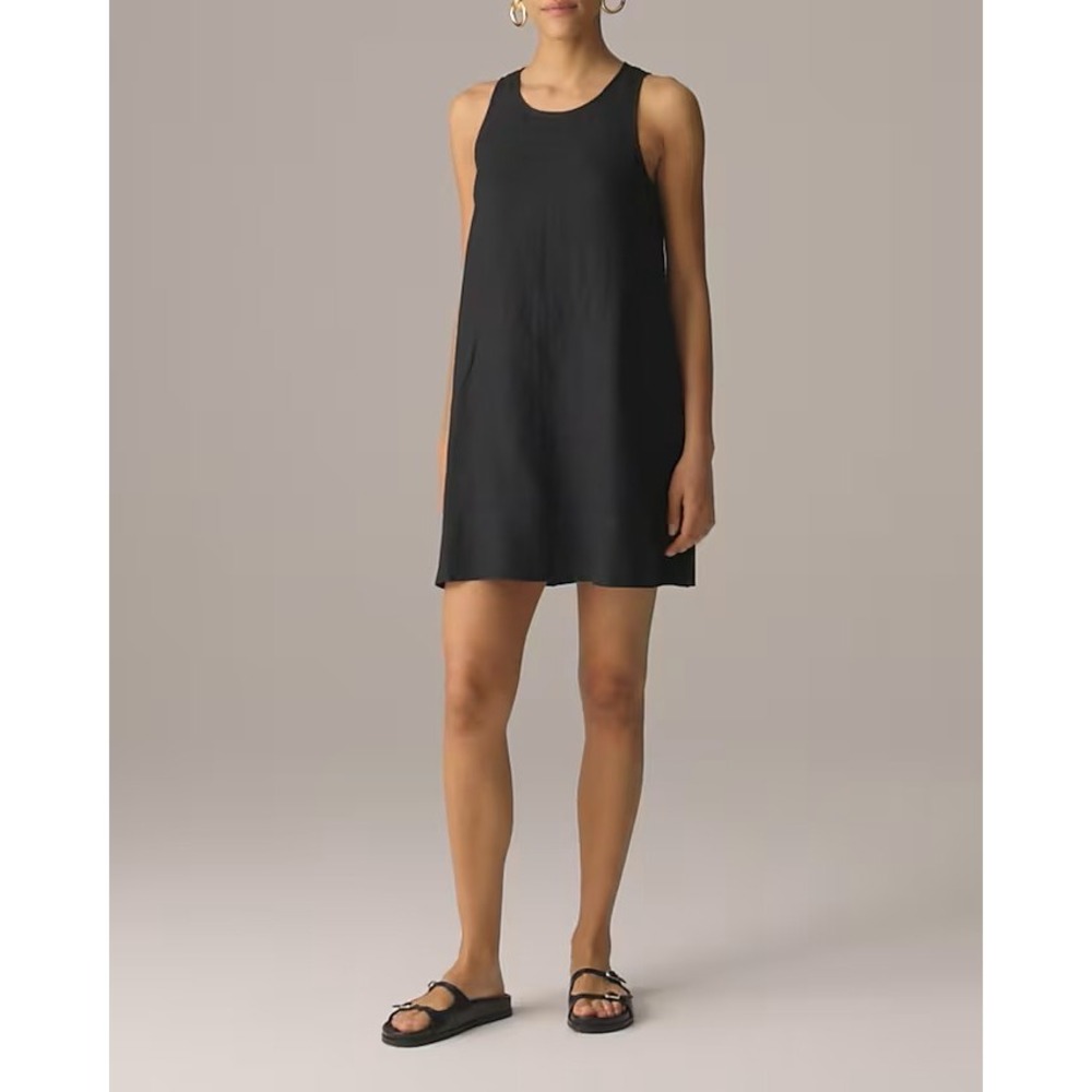 J. Crew Black Sleeveless Mini Shift Dress with Crew Neck